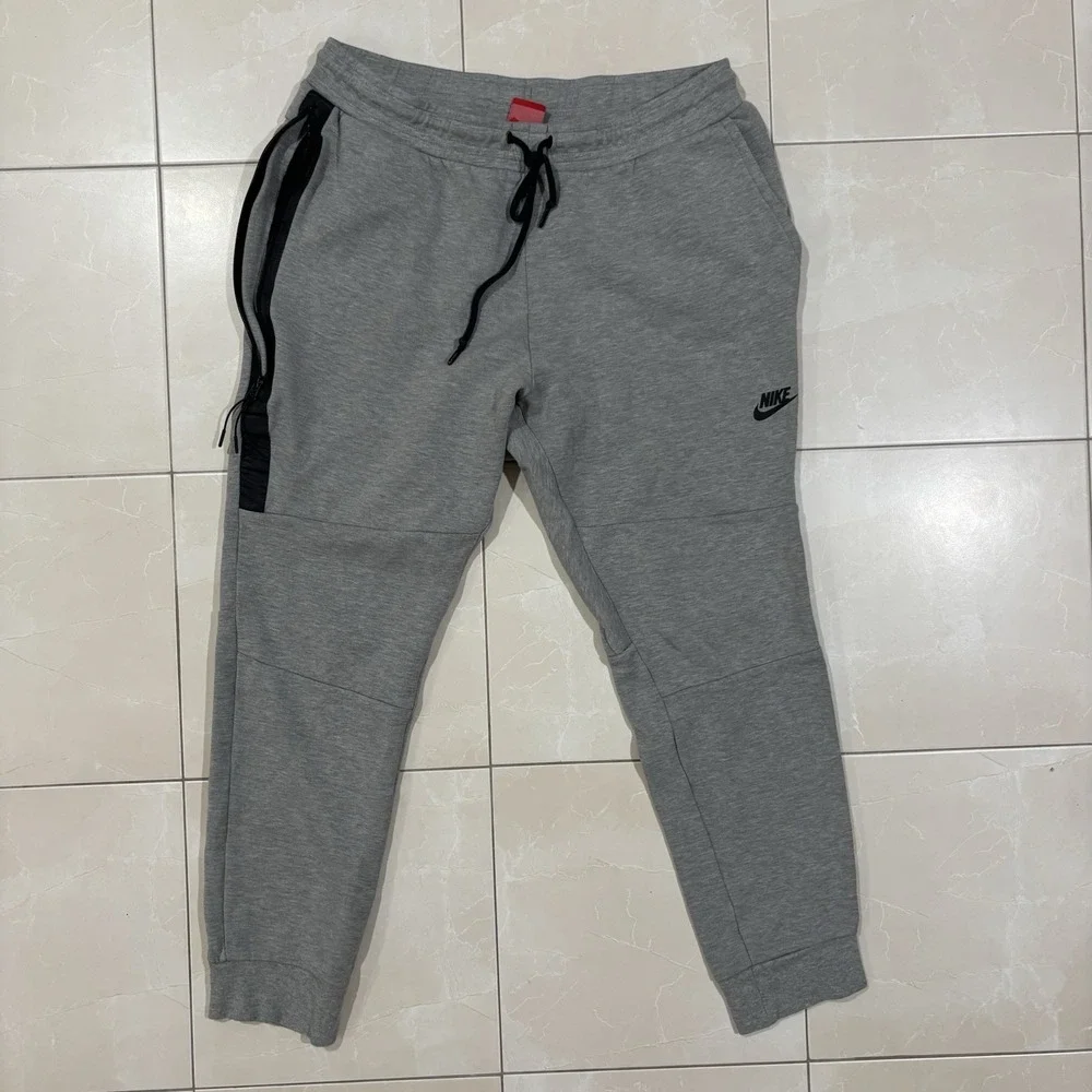 Nike Tech Sweatpants Mens Large Gray Fleece Jogger Zip Pocket 545343-065